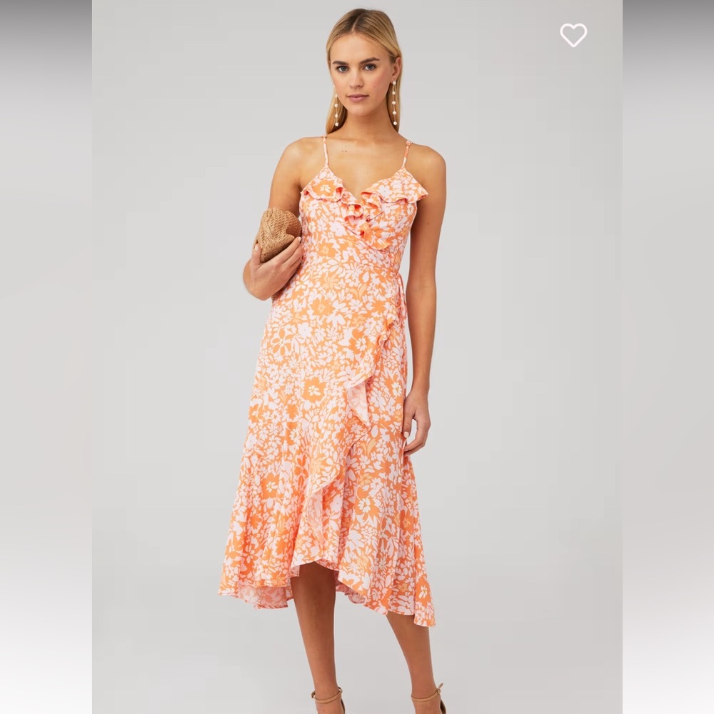 MINKPINK Orange Floral Midi Dress